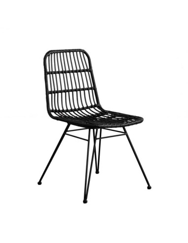 Silla exterior Tartara, metal, ratán negro.
