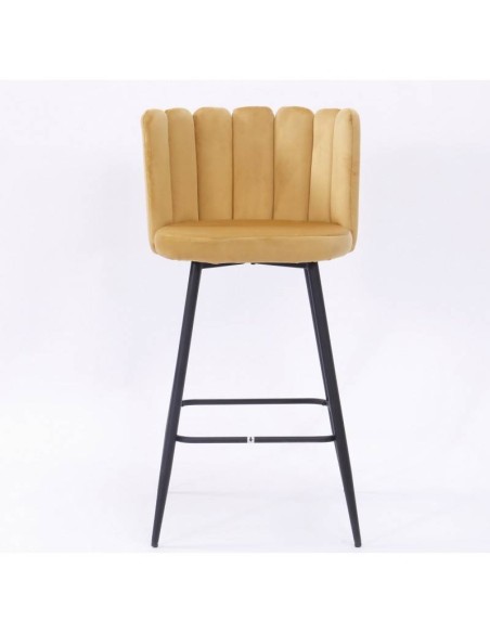 Taburete de diseño de comedor RAMSÉS, metal, tapizado velvet .