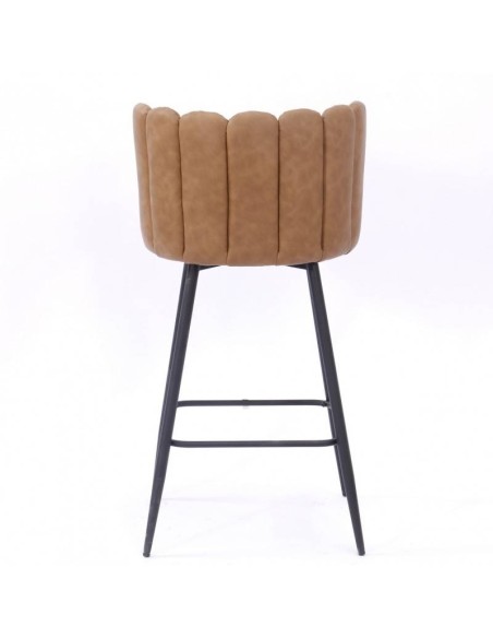 Taburete RAMSES, metal, tapizado similpiel marrón claro.
