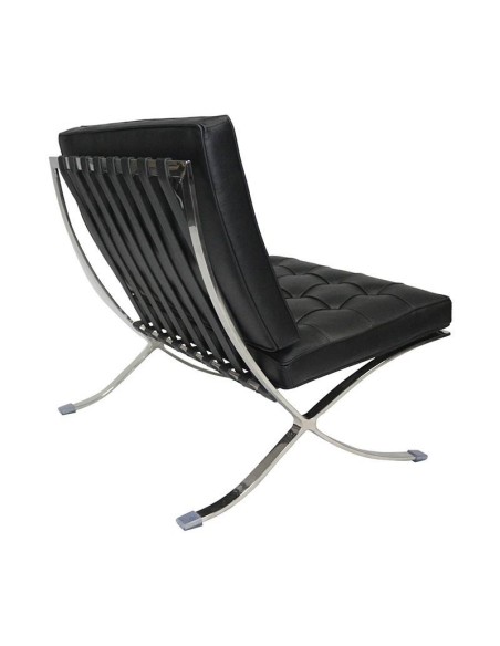 Silla Barcelona Piel Top Negra, Inspirada Ludwig Mies Van Der Rohe