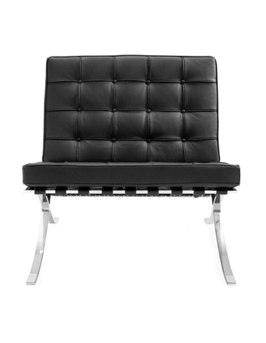 Silla Barcelona Piel Top Negra, Inspirada Ludwig Mies Van Der Rohe