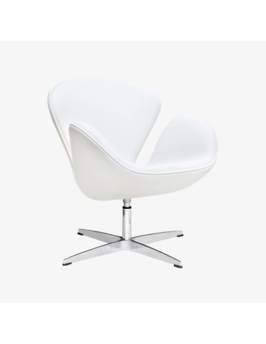 Poltrona Swan Replica couro branco, Inspirado em Arne Jacobsen