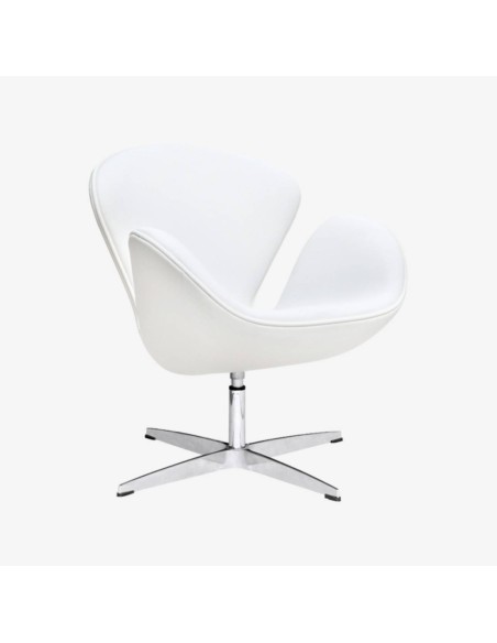 Poltrona Swan Replica couro branco, Inspirado em Arne Jacobsen
