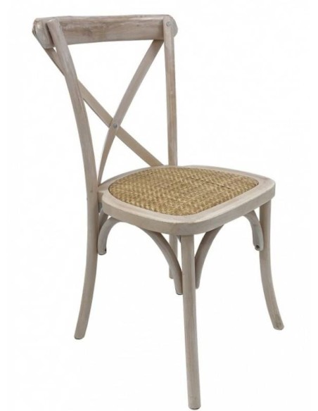 Silla CROSS Bistro, apilable, haya, asiento de ratán