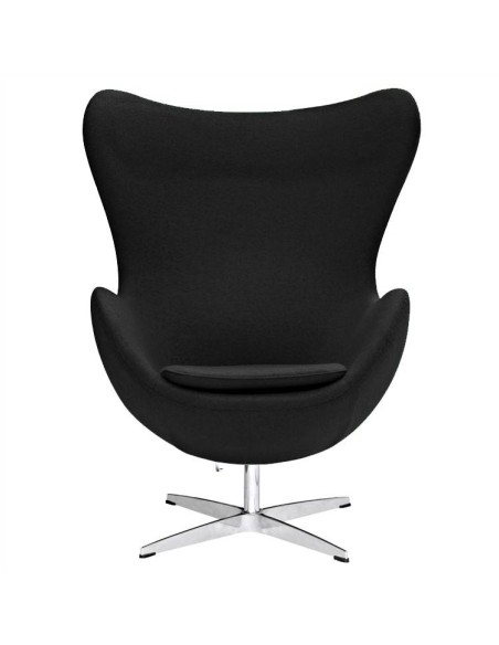 Poltrona Egg Cashmere preto. Inspirado Por Arne Jacobsen