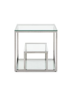 Mesa Lateral Do Design Falky 55x55, vidro e aço inox. 2