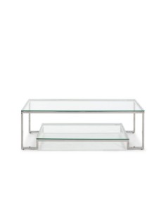 Mesa de centro de Design Steel 40x120, vidro e aço inox. 2