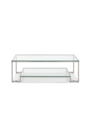 Mesa de centro de Design Steel 40x120, vidro e aço inox.