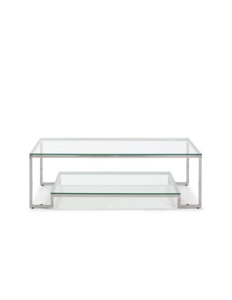 Mesa de centro De Diseño  Steel 40x120, Cristal y acero inox. Mesa de centro De Diseño  Steel 40x120, Cristal y acero inox.