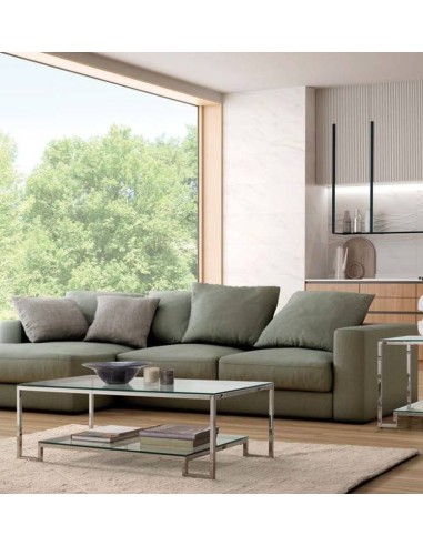 Mesa de centro de Design Steel 40x120, Vidro, Aço inox.