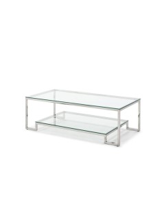 Mesa de centro De Diseño  Steel 40x120, Cristal y acero inox.