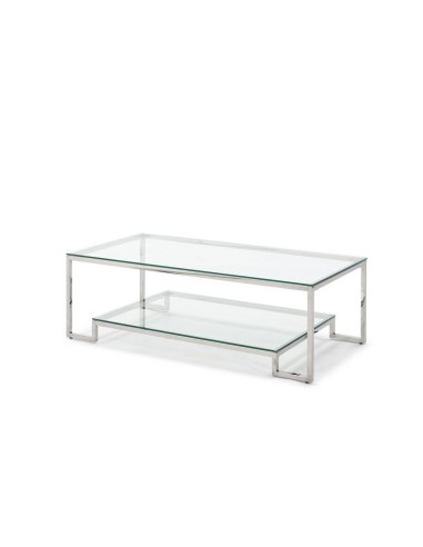 Mesa de centro De Diseño  Steel 40x120, Cristal y acero inox.