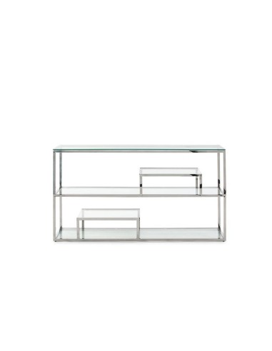 CONSOLA DE CRISTAL Y ACERO SALT 140 x 38.