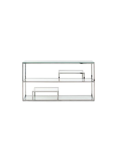 CONSOLA DE CRISTAL Y ACERO SALT 140 x 38.