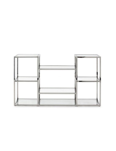 CONSOLA DE CRISTAL Y ACERO RUBICK 140 x 40 CM.