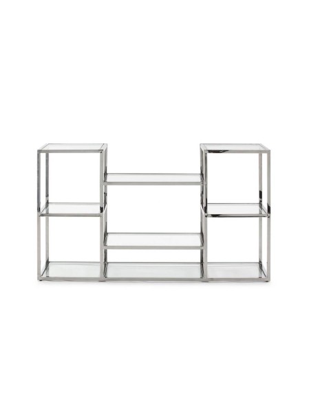 CONSOLA DE CRISTAL Y ACERO RUBICK 140 x 40 CM.