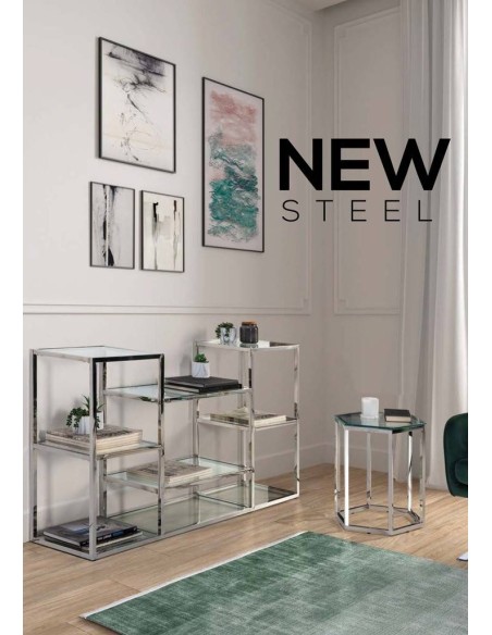 Console de vidro e aço RUBICK 140X40