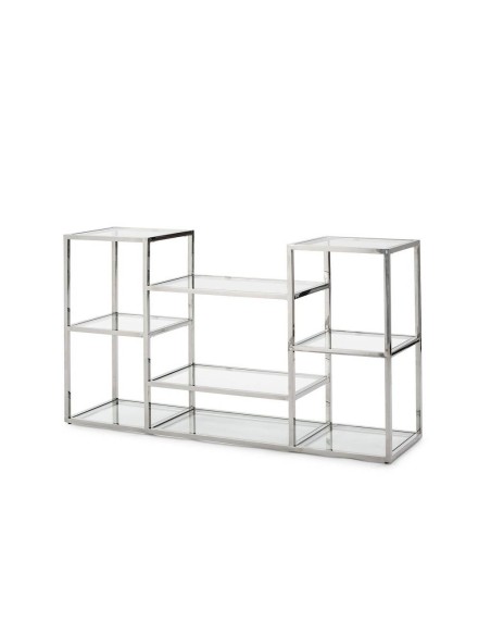 Console em vidro e aço RUBICK 140 x 40 CM.