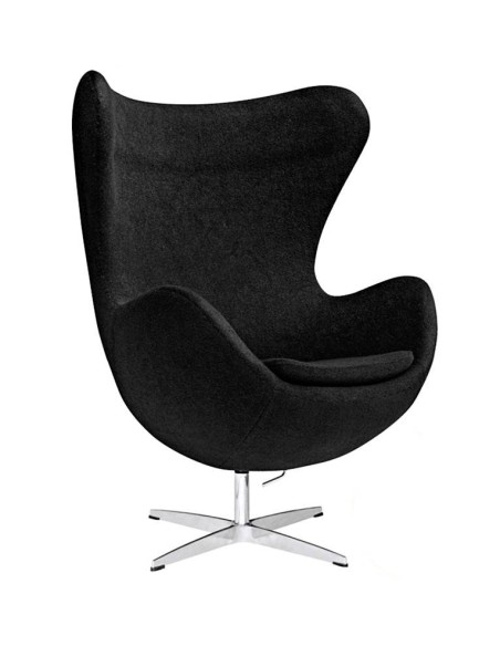 Poltrona Egg Cashmere preto. Inspirado Por Arne Jacobsen