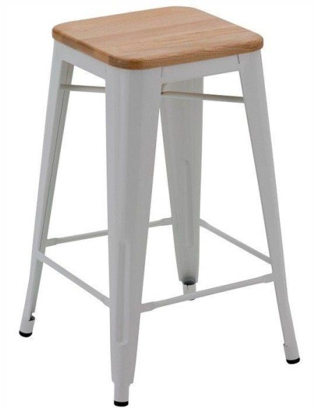 Banqueta cozinha Tolix, aço e madeira