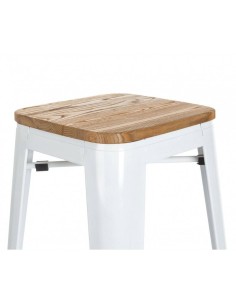 Taburete de cocina Tolix, acero y madera 2