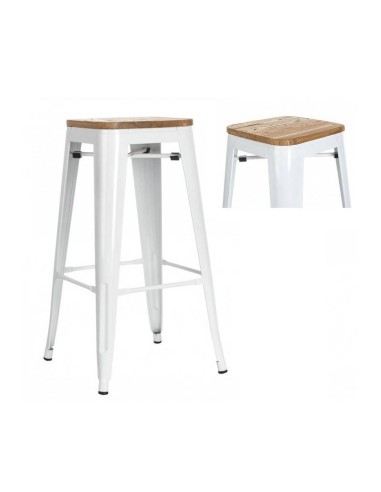 Taburete de cocina Tolix, acero y madera
