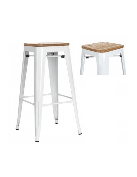 bancos de Cozinha Tolix, aço e madeira