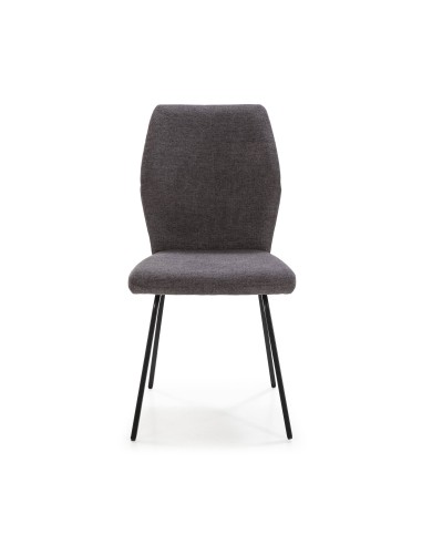 SILLA POL DE DISEÑO, TELA Y METAL NEGRO.