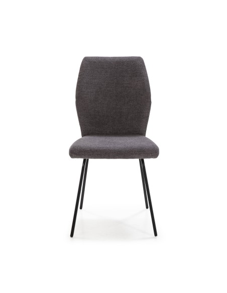 SILLA POL DE DISEÑO, TELA Y METAL NEGRO.