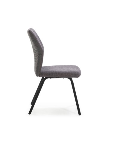 CADEIRA POL DE DESIGN, TECIDO E METAL PRETO.