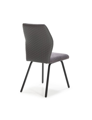 SILLA POL DE DISEÑO, TELA Y METAL NEGRO.