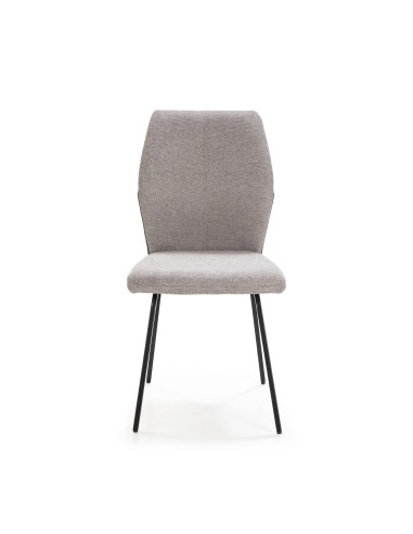 SILLA POL DE DISEÑO, TELA Y METAL NEGRO.