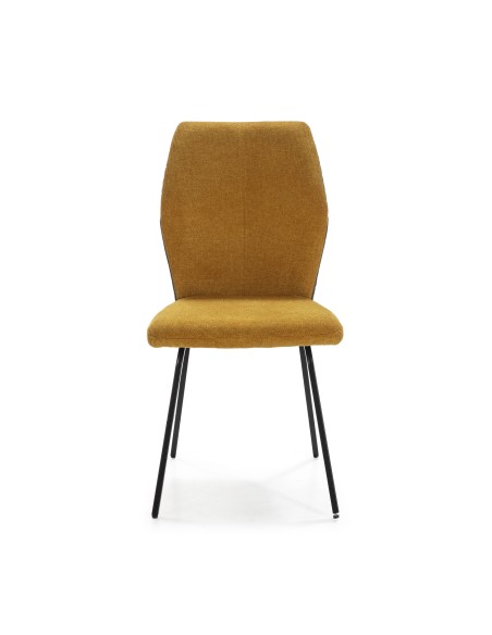 SILLA POL DE DISEÑO, TELA Y METAL NEGRO.