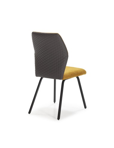 SILLA POL DE DISEÑO, TELA Y METAL NEGRO.