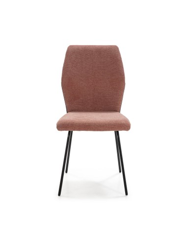 CADEIRA POL DE DESIGN, TECIDO E METAL PRETO.