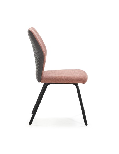 CADEIRA POL DE DESIGN, TECIDO E METAL PRETO.