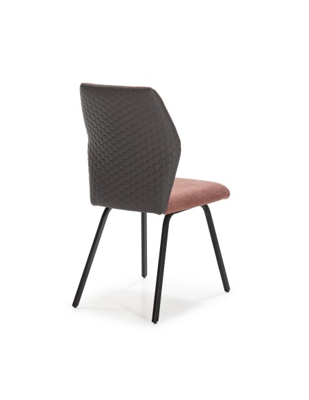 CADEIRA POL DE DESIGN, TECIDO E METAL PRETO.