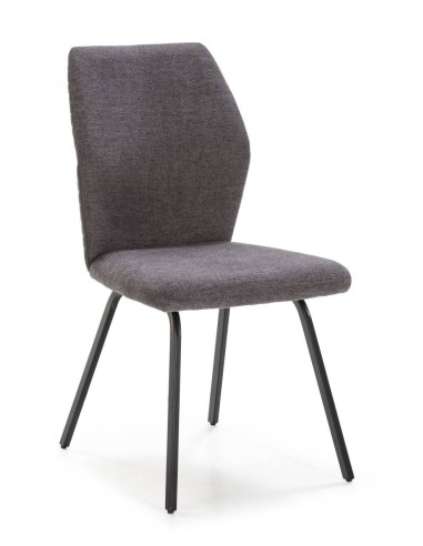 SILLA POL DE DISEÑO, TELA Y METAL NEGRO.
