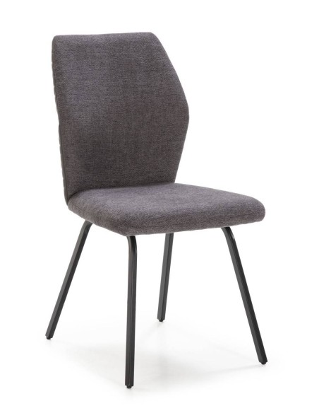SILLA POL DE DISEÑO, TELA Y METAL NEGRO.