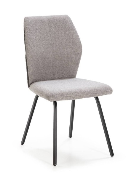 SILLA POL DE DISEÑO, TELA Y METAL NEGRO.