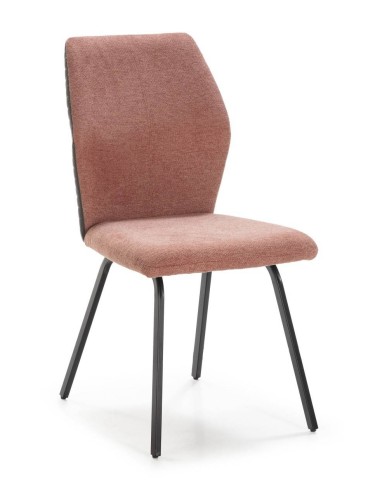 SILLA POL DE DISEÑO, TELA Y METAL NEGRO.
