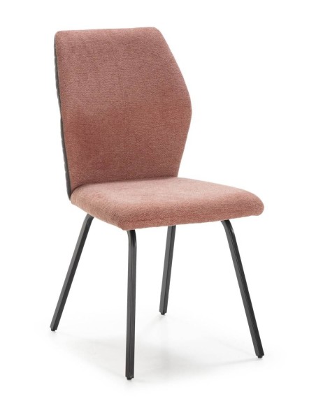 CADEIRA POL DE DESIGN, TECIDO E METAL PRETO.