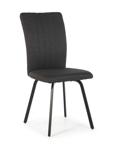 Cadeira contemporânea bonita, tecido, metal preto.