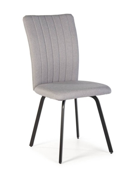 Cadeira contemporânea bonita, tecido, metal preto.