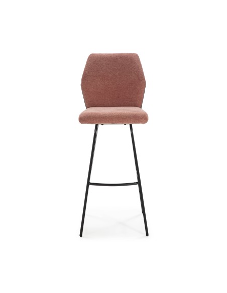 TABURETE POL DE DISEÑO, TELA Y METAL NEGRO.