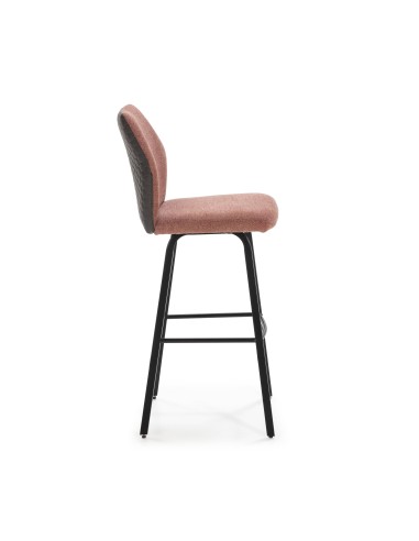 BANQUINHO POL DE DESIGN, TECIDO E METAL PRETO.