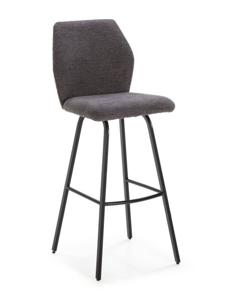 BANQUINHO POL DE DESIGN, TECIDO E METAL PRETO.