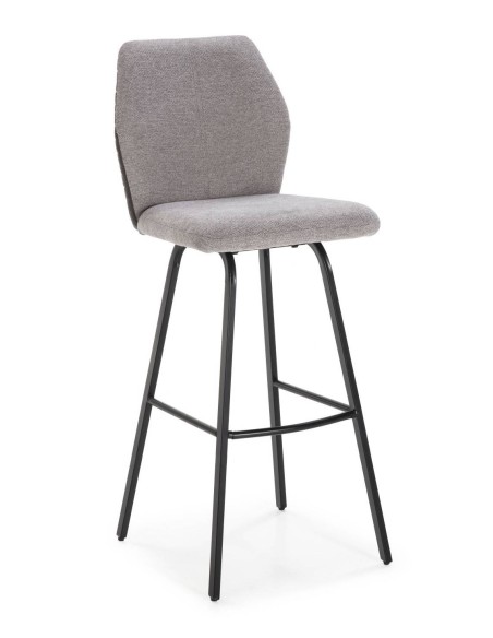 BANQUINHO POL DE DESIGN, TECIDO E METAL PRETO.