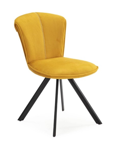 CADEIRA SIMBA DE DESIGN, TECIDO E METAL PRETO.