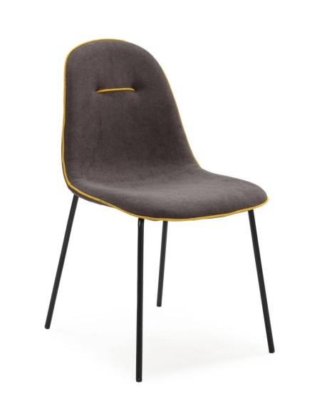 CADEIRA NENE BORDON DESIGN, TECIDO E METAL PRETO.